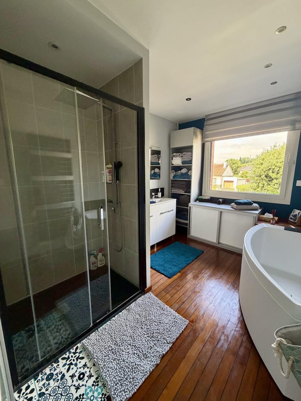 Shower, Bathroom, View (from property/room), Sunset, Bath, storage, storage, storage