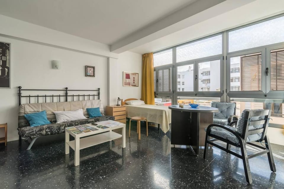 Bed, Living room, Dining area