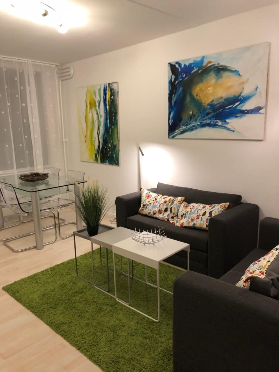 Bed, Living room, Dining area