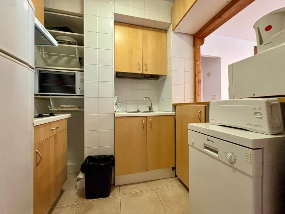 Kitchen or kitchenette, dishwasher, stove