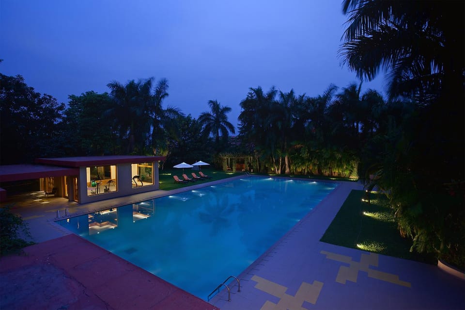 Night, Pool view, Swimming pool