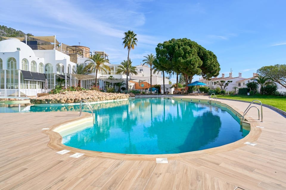 Property building, Living room, Swimming pool