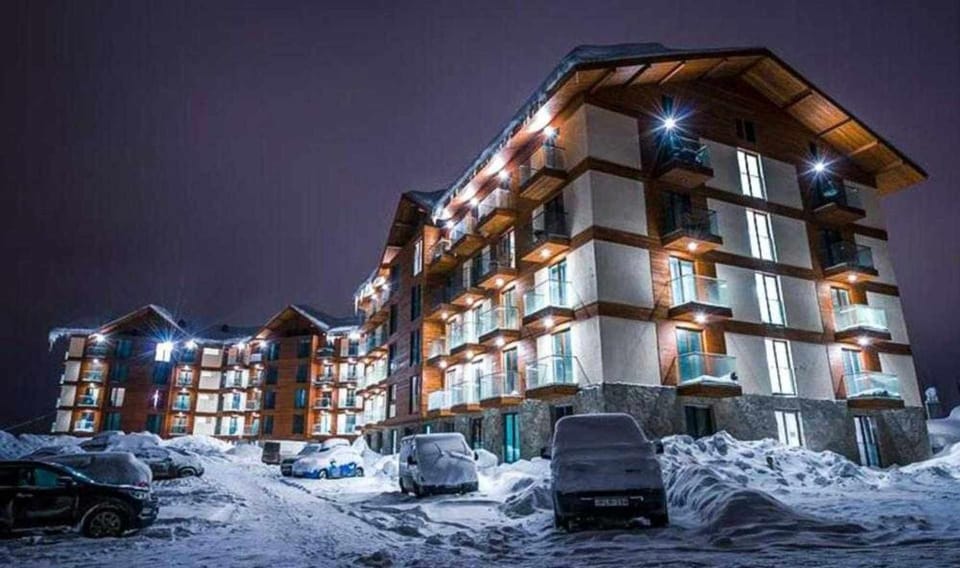 Property building, Night, Winter