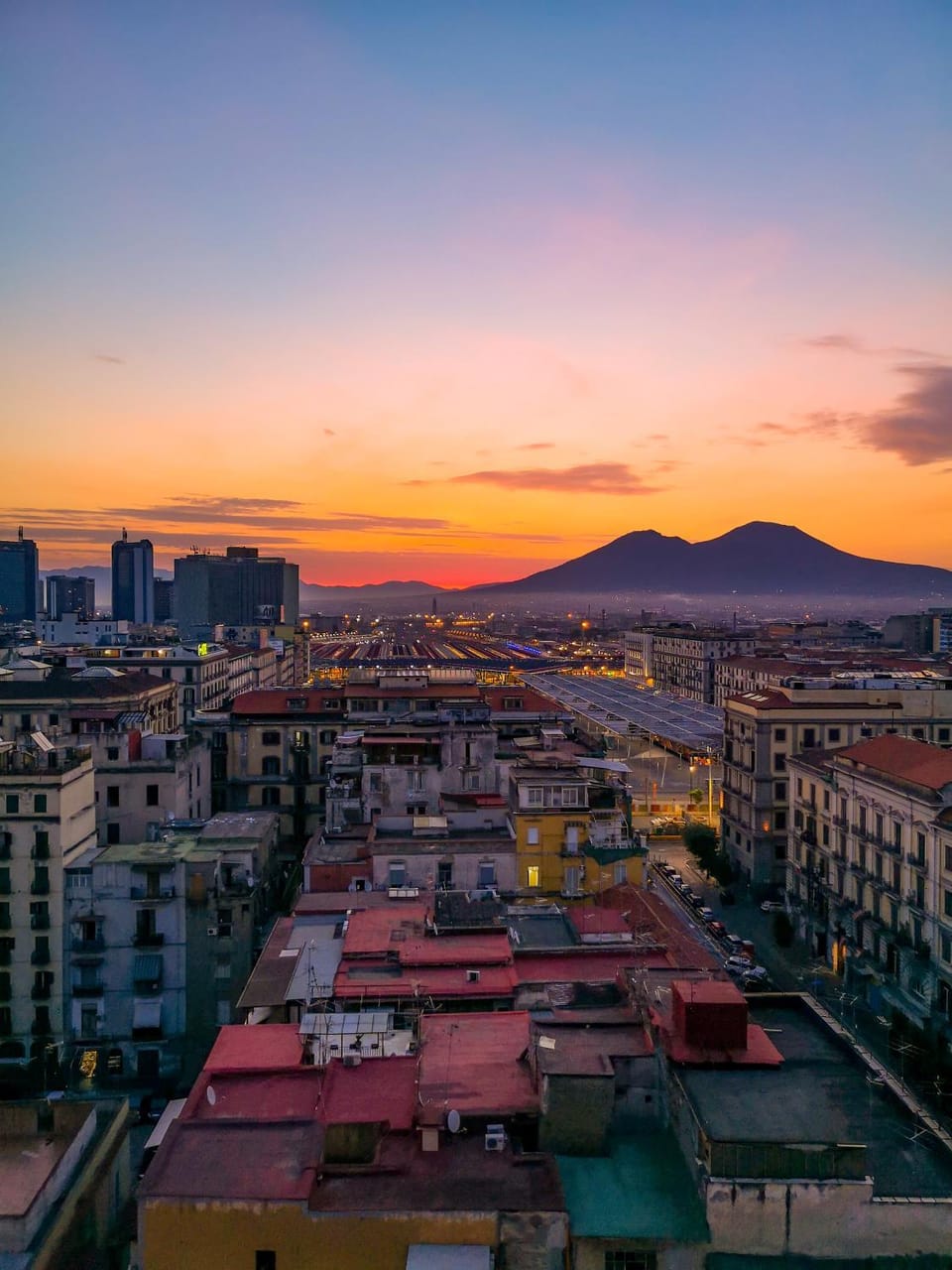 Bird's eye view, City view, Sunset