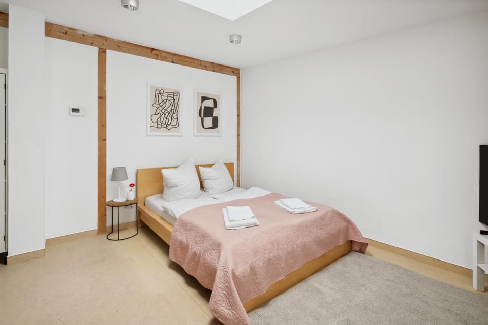 Bed, TV and multimedia, Decorative detail, Bedroom, towels, air conditioner