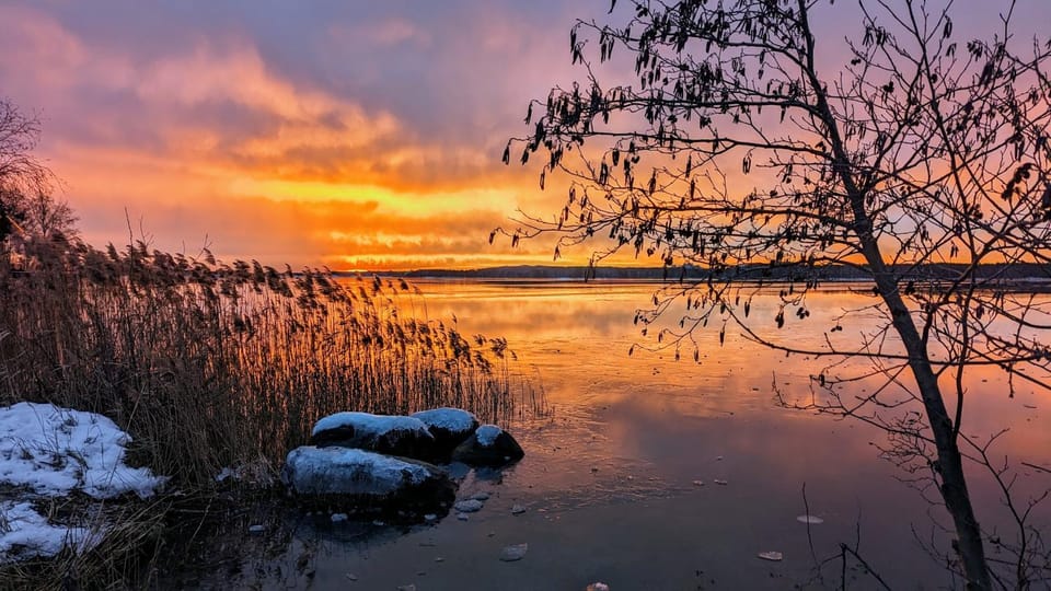 Natural landscape, Winter, Lake view, Sunrise