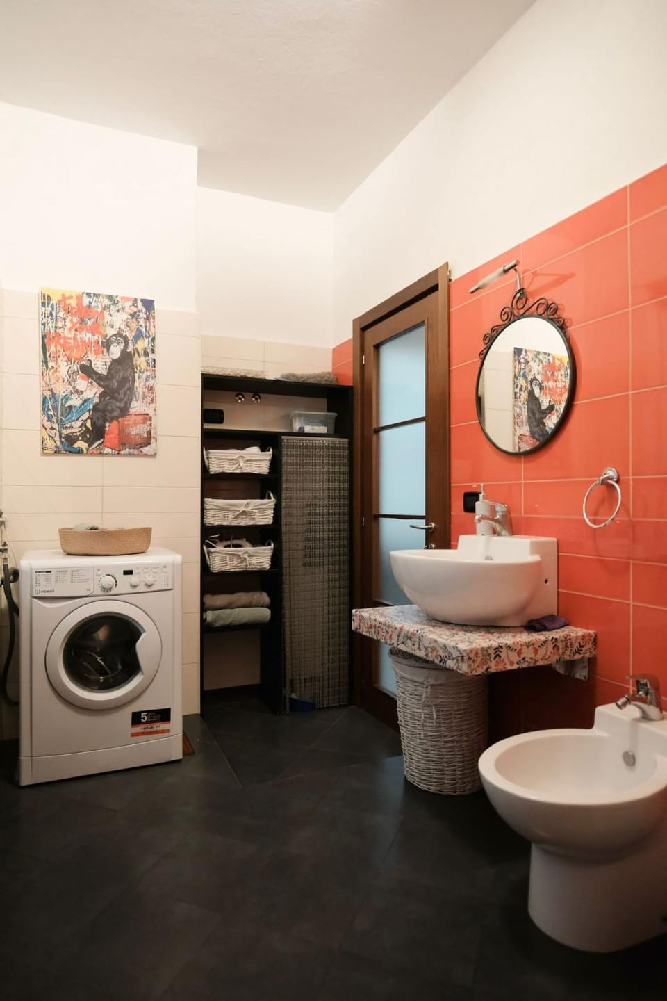 Bathroom, towels, washing machine, dryer