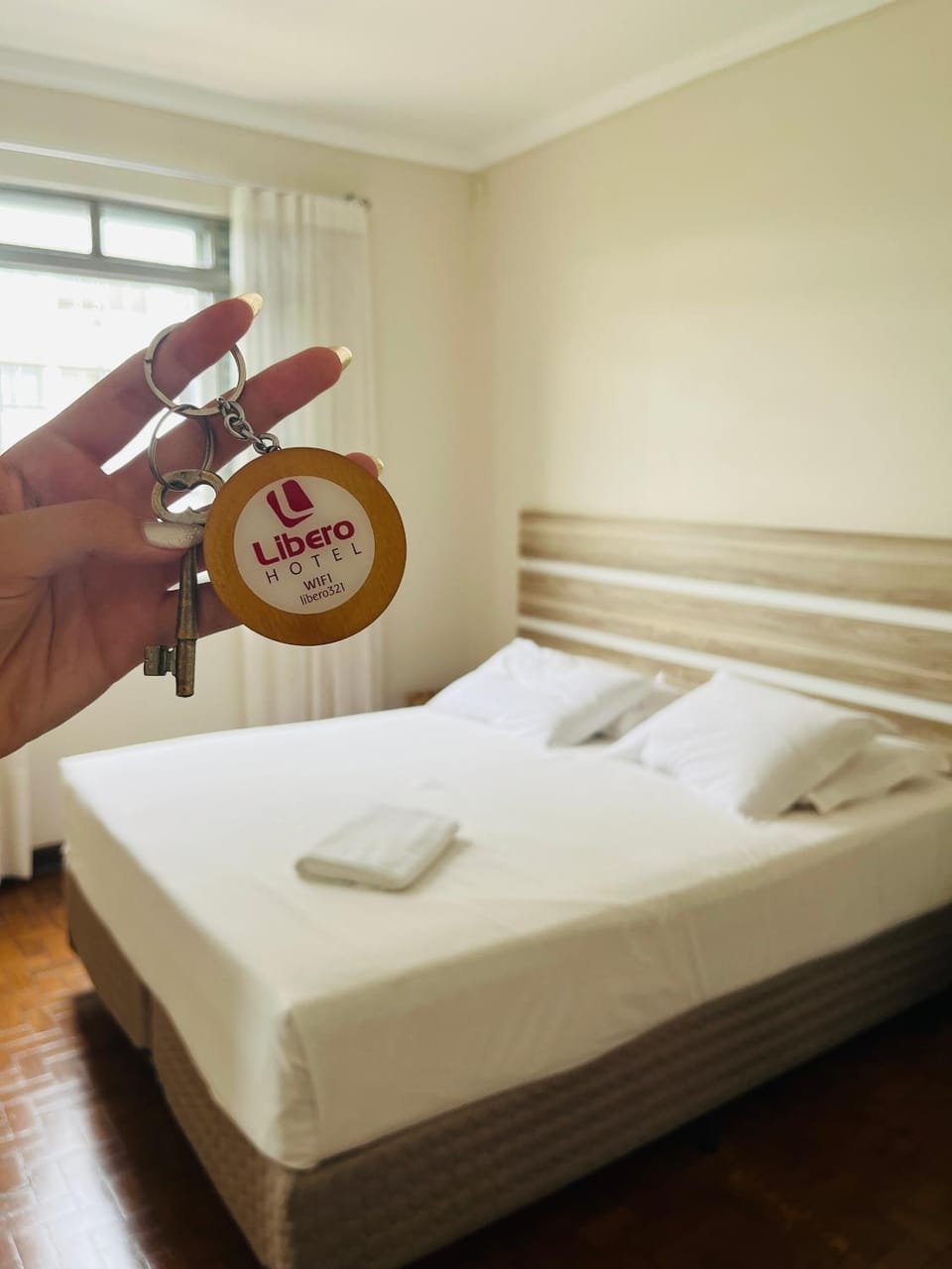 Bed, Photo of the whole room, Bedroom, towels, air conditioner