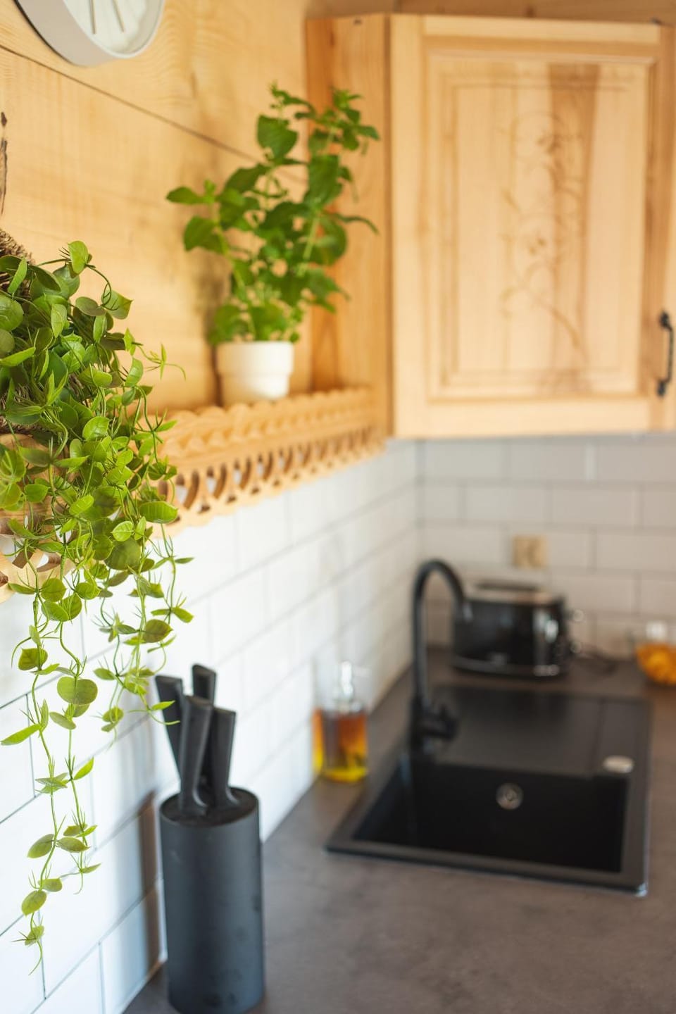 Kitchen or kitchenette, stove
