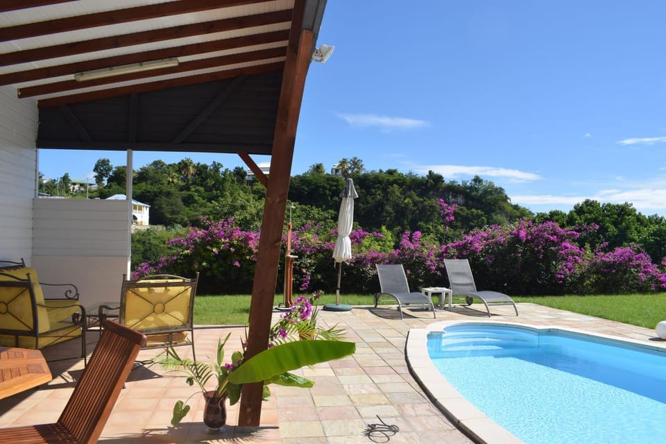 Patio, Day, Natural landscape, Garden, Garden view, Pool view, Swimming pool, sunbed