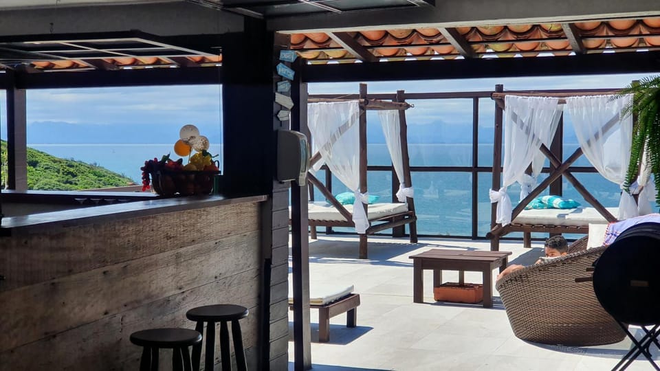 Day, View (from property/room), Balcony/Terrace, Living room, Seating area, Mountain view, Sea view, sunbed
