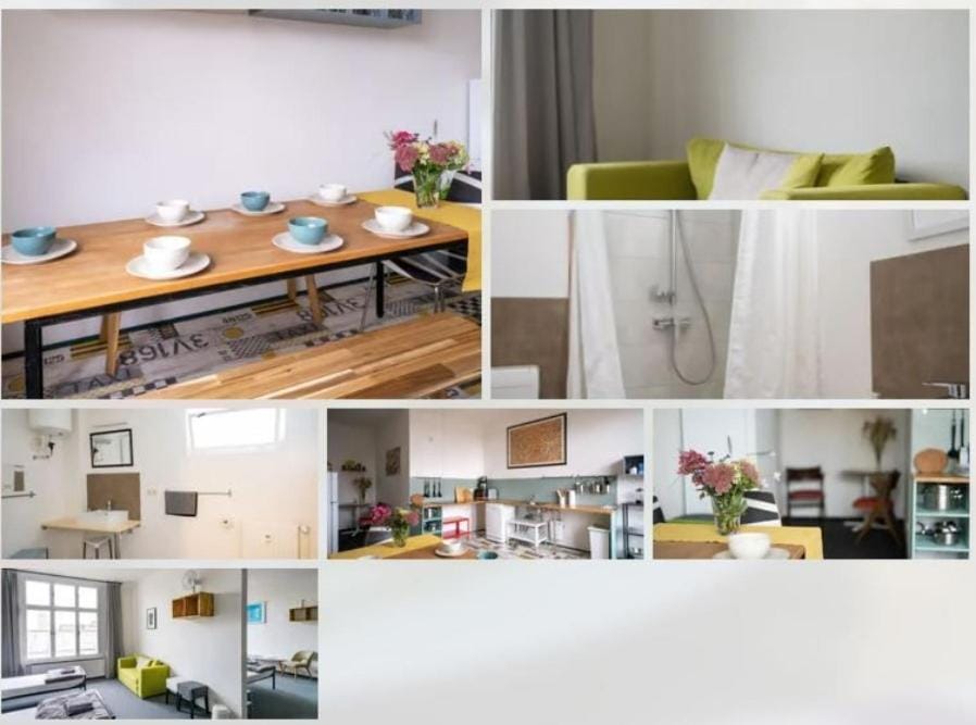 Kitchen or kitchenette, Living room, Seating area, Dining area