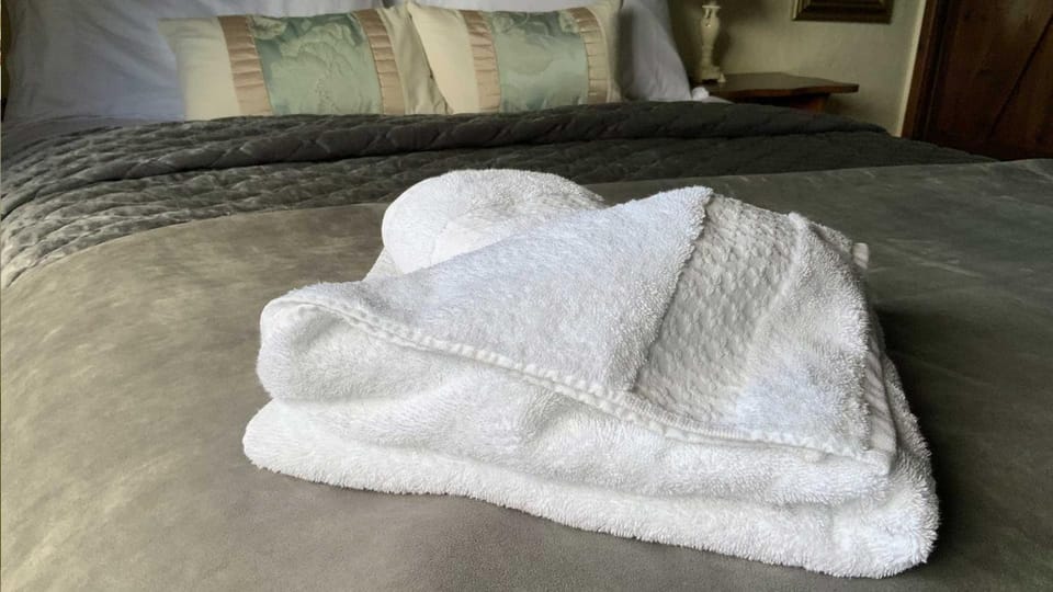Bed, Photo of the whole room, Bedroom, towels