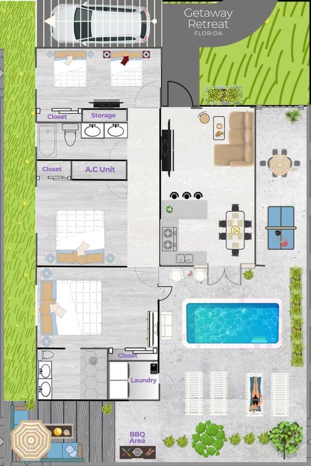 FIFA 2026 - Near HardRock Stadiums - 3B Pool Home - King Bed - Grill - Ping Pong House in Hollywood