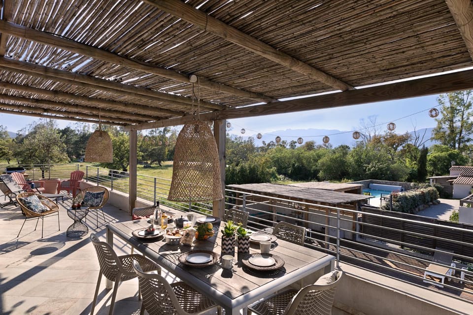 Patio, Natural landscape, Balcony/Terrace, Dining area, Pool view, Swimming pool