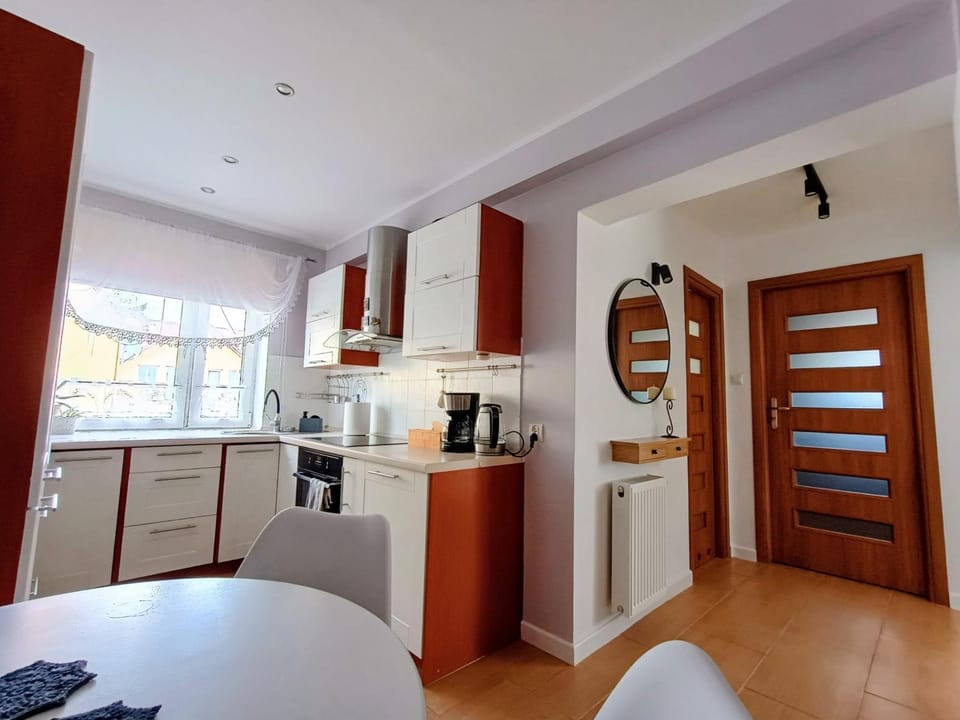 Kitchen or kitchenette, stove