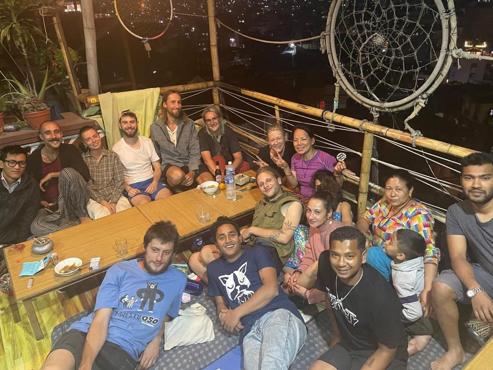 Night, group of guests