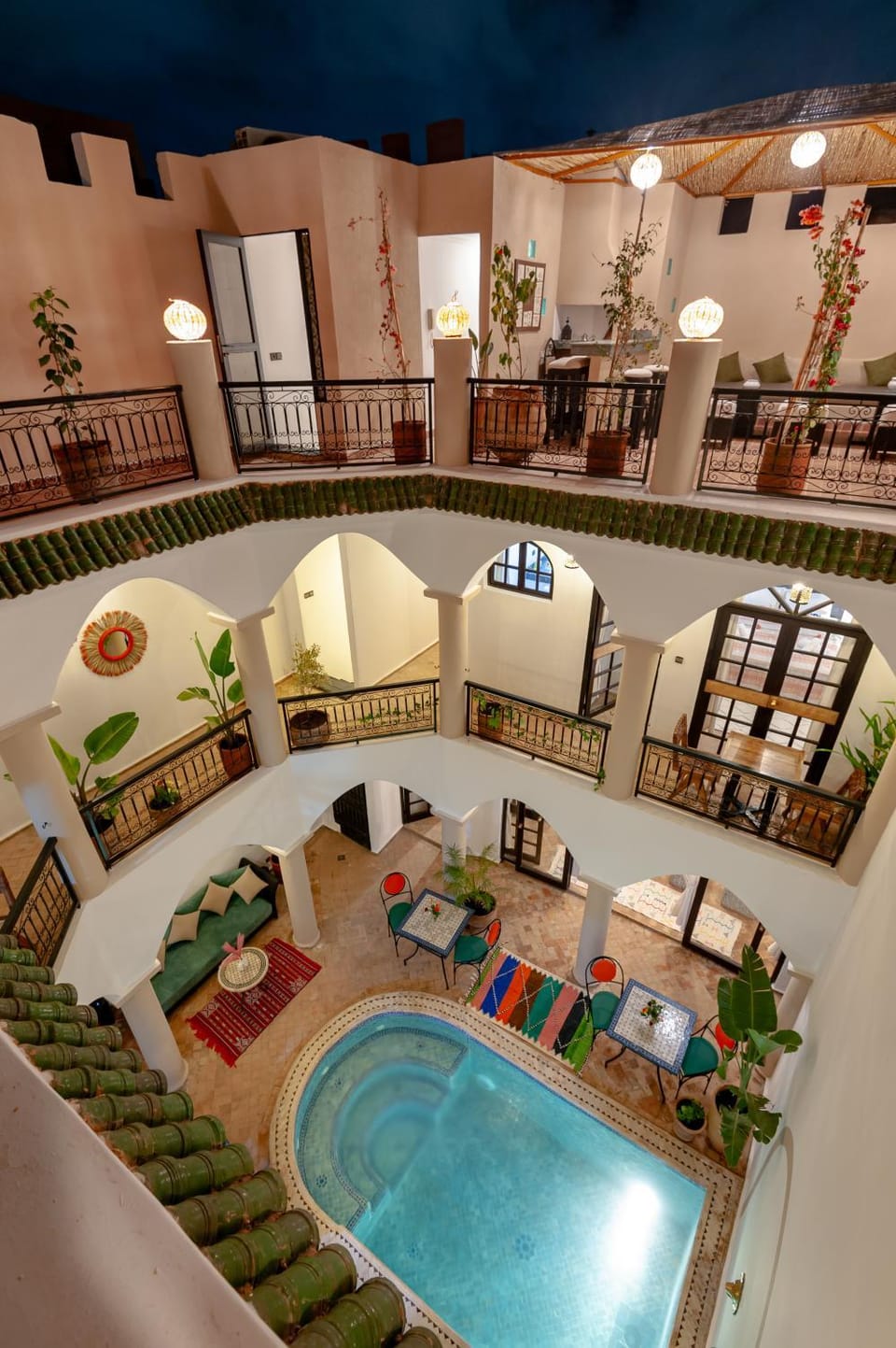 Patio, Night, Pool view, Swimming pool