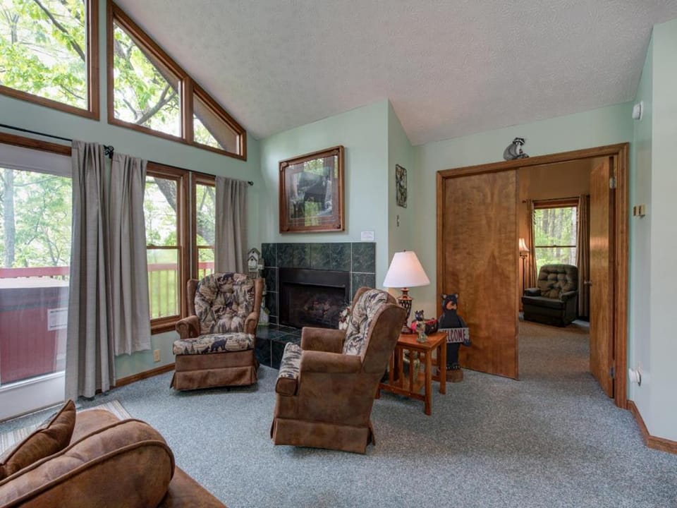 Living room, Seating area, Garden view, fireplace, furniture