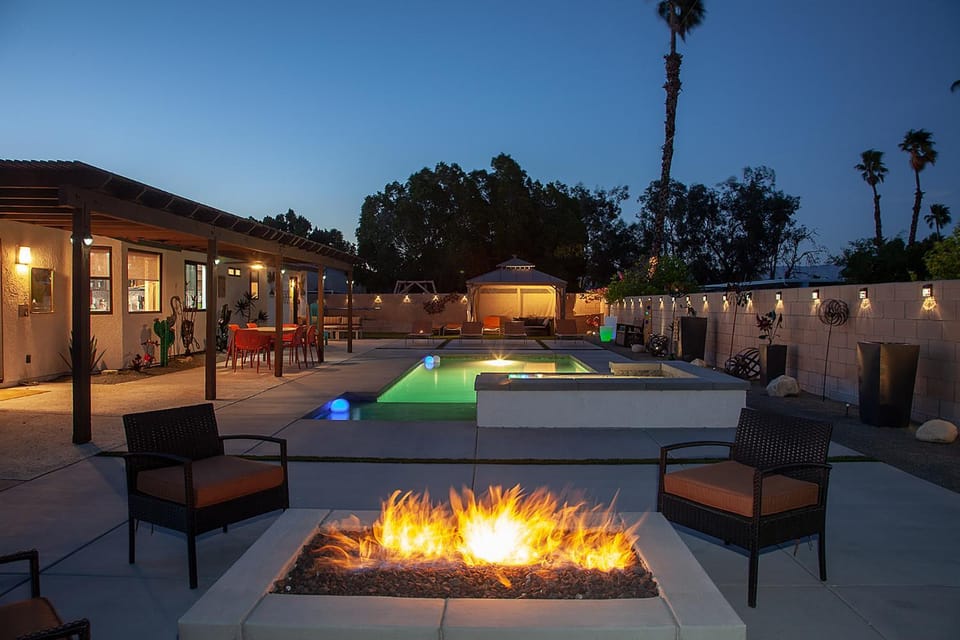Patio, Garden view, Swimming pool, Sunset
