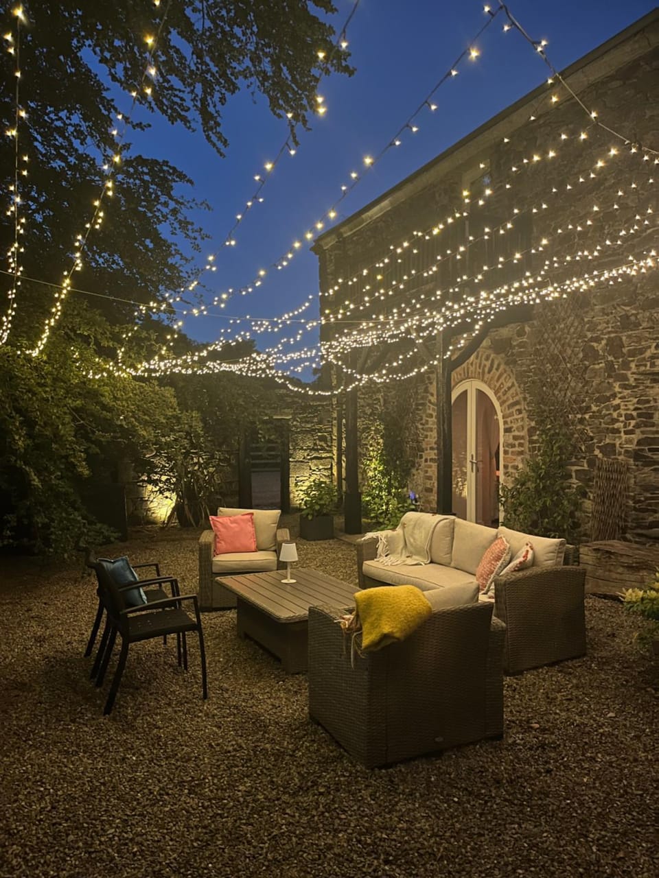 Night, Seating area, Garden view