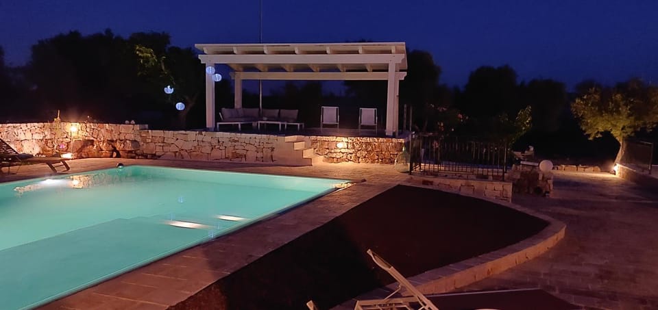 Night, Pool view, Swimming pool