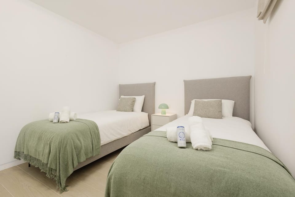 Bed, Photo of the whole room, Bedroom, towels, wardrobe, air conditioner