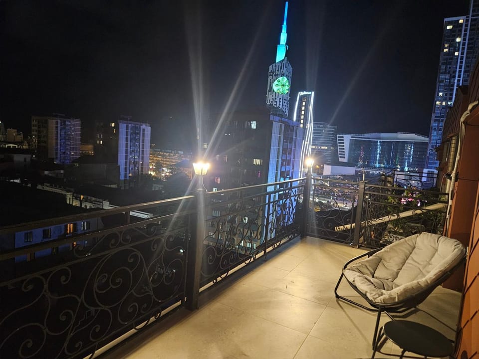 Night, View (from property/room), Balcony/Terrace, Seating area, City view, Mountain view, Sea view, Sunset