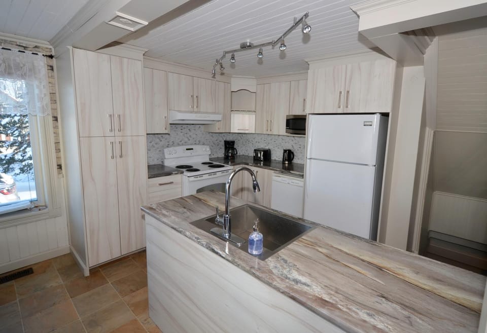 Kitchen or kitchenette, dishwasher, oven, stove, toaster
