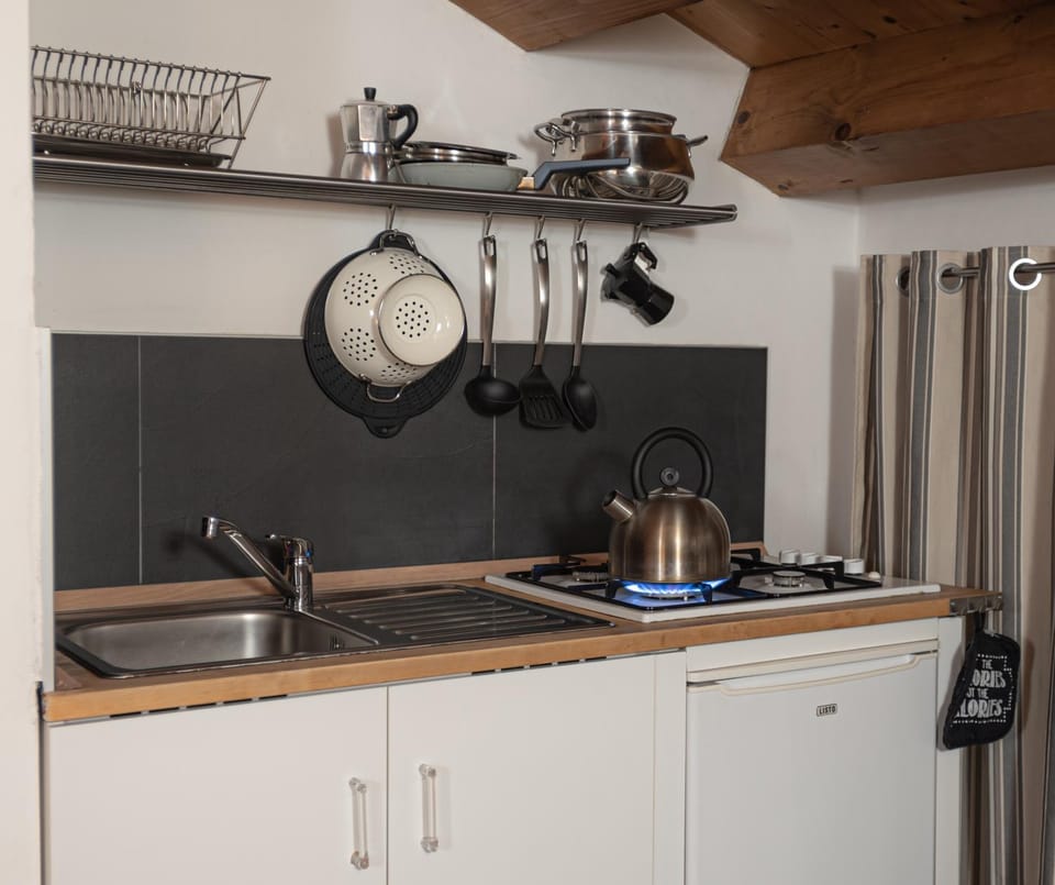 Kitchen or kitchenette, stove, kitchen