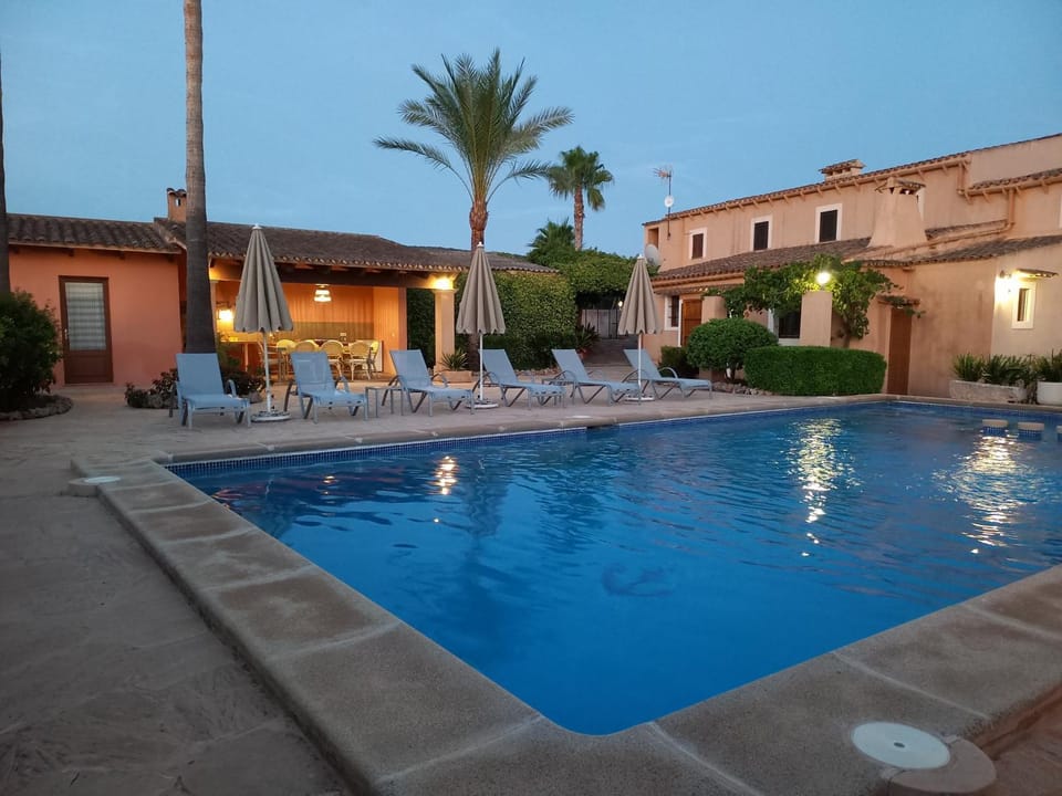 Swimming pool, sunbed