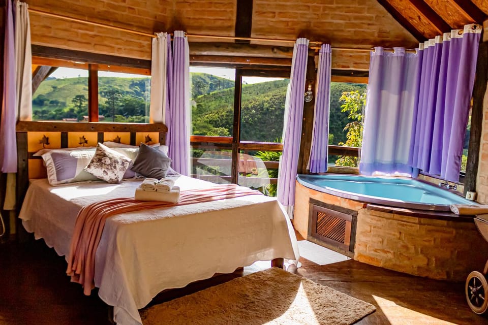 Bed, Natural landscape, Hot Tub, Bedroom