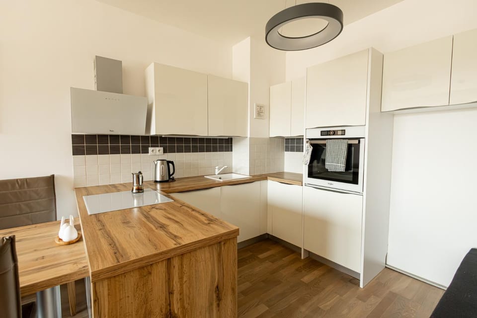 Kitchen or kitchenette, dishwasher, oven