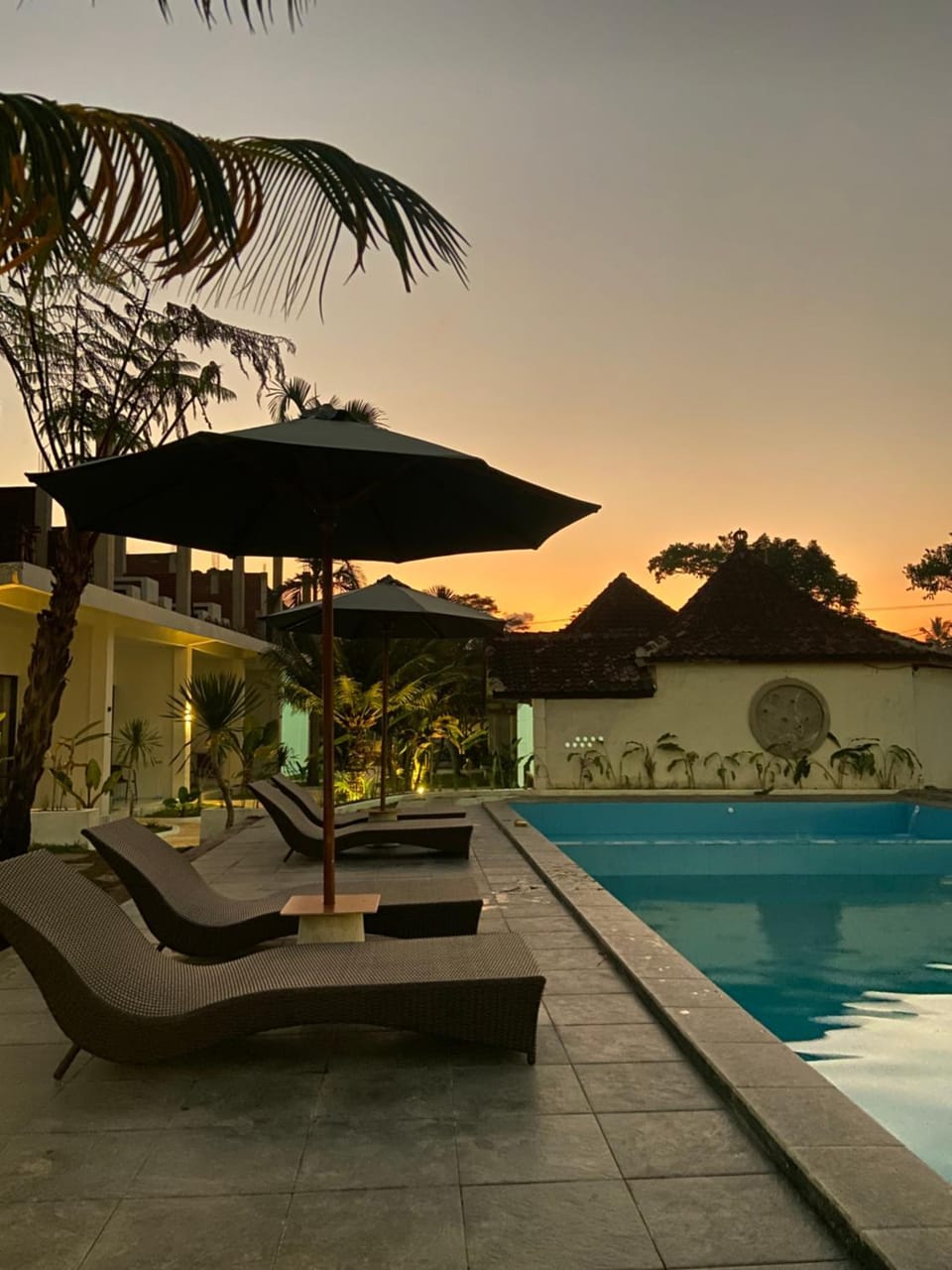 Pool view, Swimming pool, Sunset