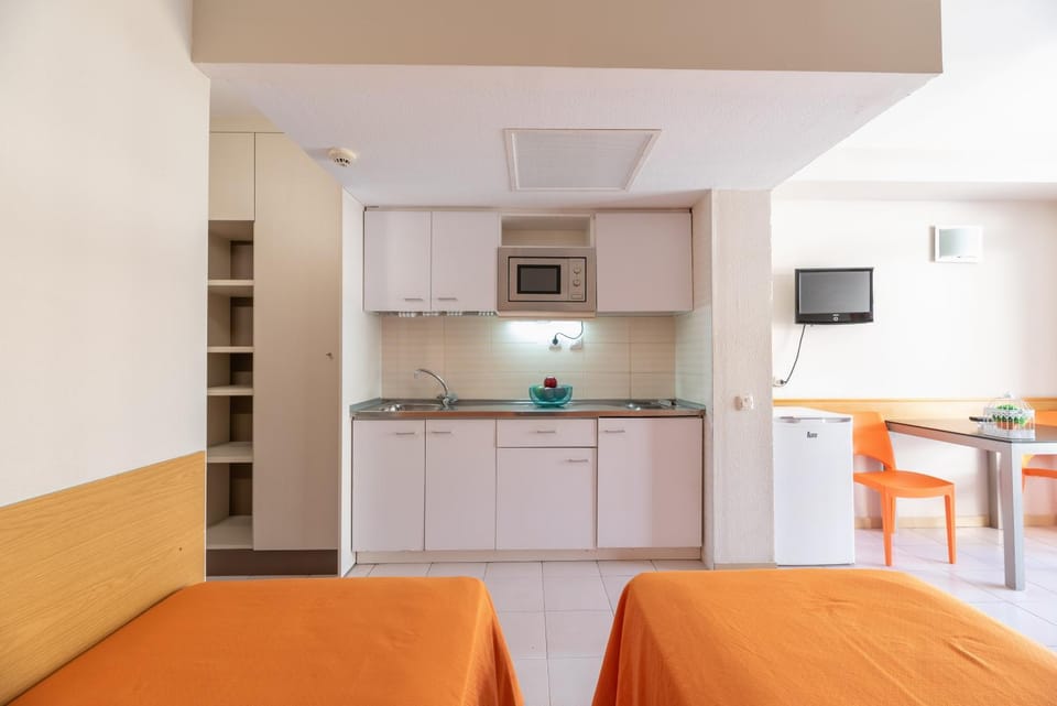 Kitchen or kitchenette, minibar, stove