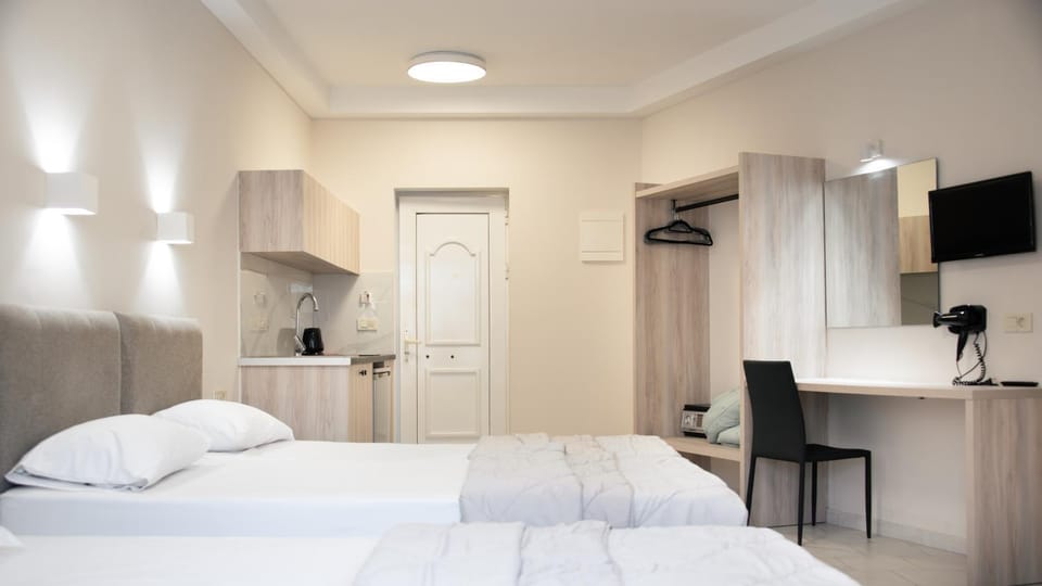 Bed, wardrobe, air conditioner