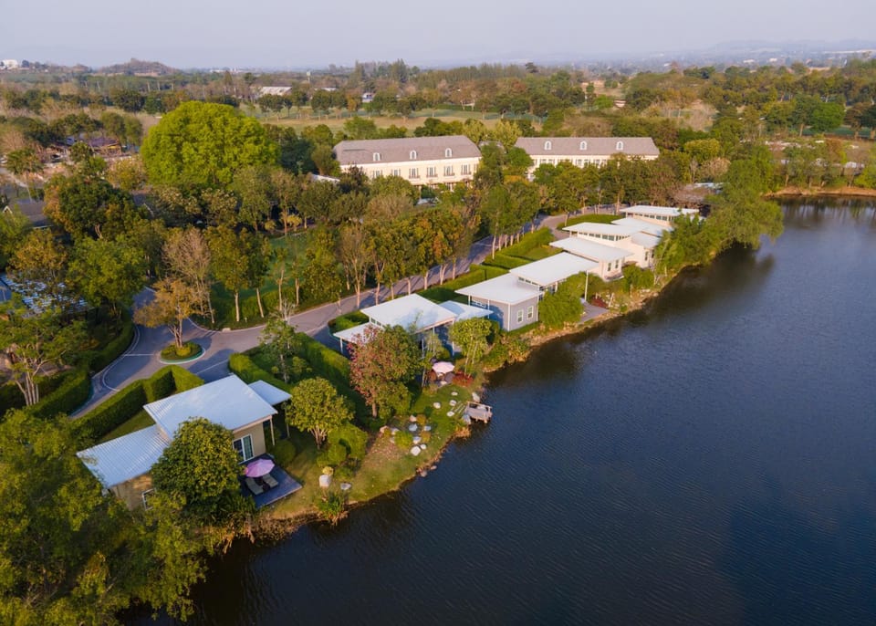 Property building, Natural landscape, Bird's eye view, Lake view