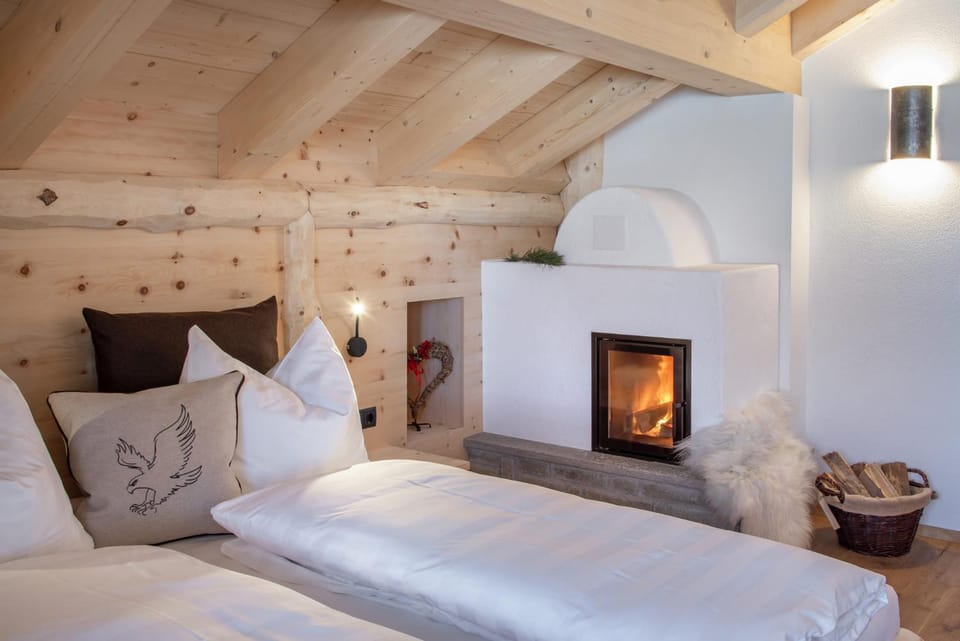 Photo of the whole room, Bedroom, fireplace