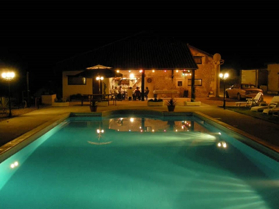 Night, Summer, Swimming pool