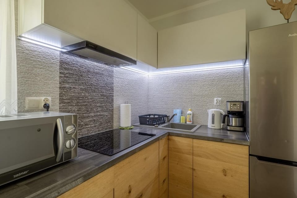 Coffee/tea facilities, Kitchen or kitchenette, stove