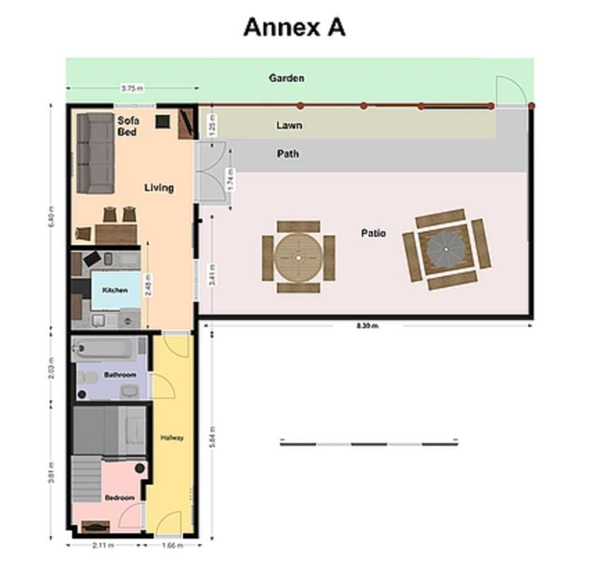 Photo of the whole room, Dining area