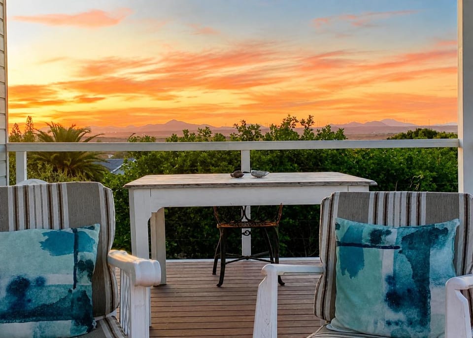 Patio, Mountain view, Sea view, Sunset
