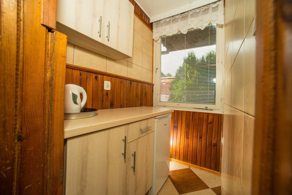 Kitchen or kitchenette, stove