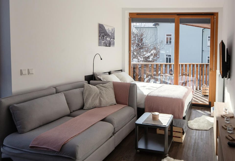 Bed, View (from property/room), Living room, Photo of the whole room, Seating area, Garden view, Mountain view