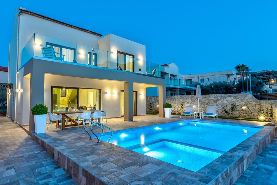 Property building, Swimming pool, Sunset