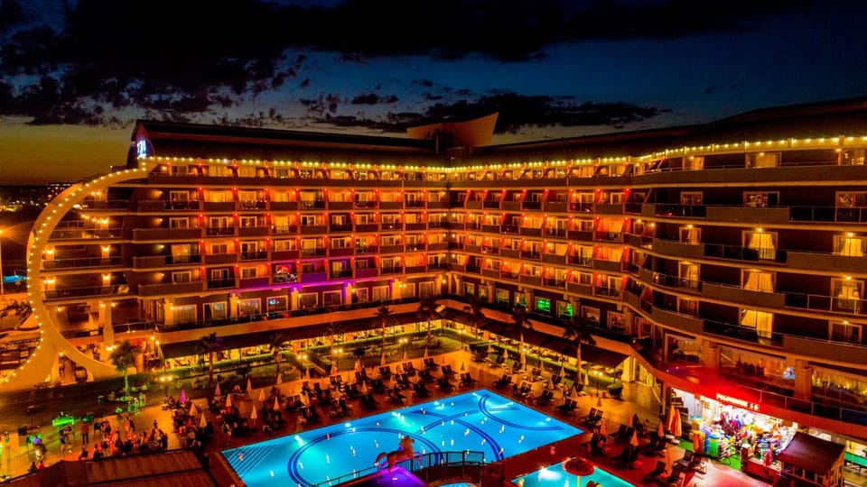 Night, Pool view, Swimming pool