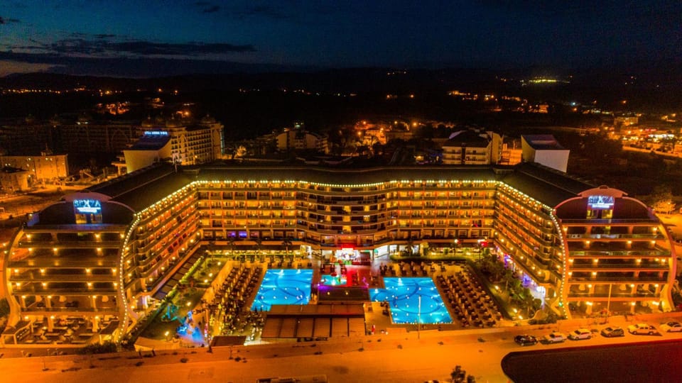 Property building, Night, Bird's eye view, Pool view