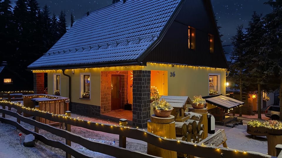 Property building, Night, Winter