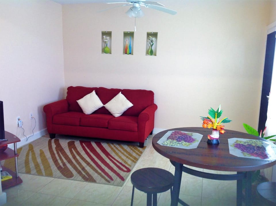Bed, Living room, Dining area