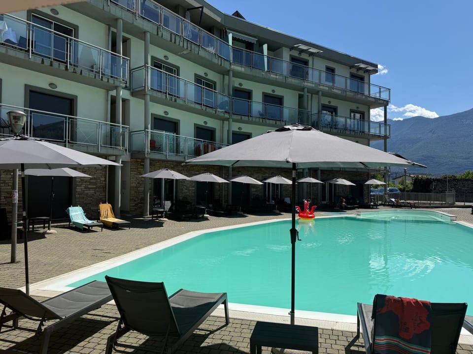 Property building, Patio, Pool view, Swimming pool